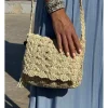 Bandolera entramada cuadrada beige