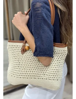 Bolso ganchillo mediano beige