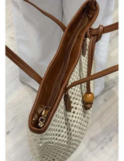 Bolso ganchillo mediano beige