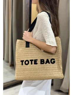 Bolso rafia grande Tote Bag tostado