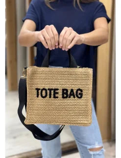 Bolso rafia pequeño Tote Bag tostado