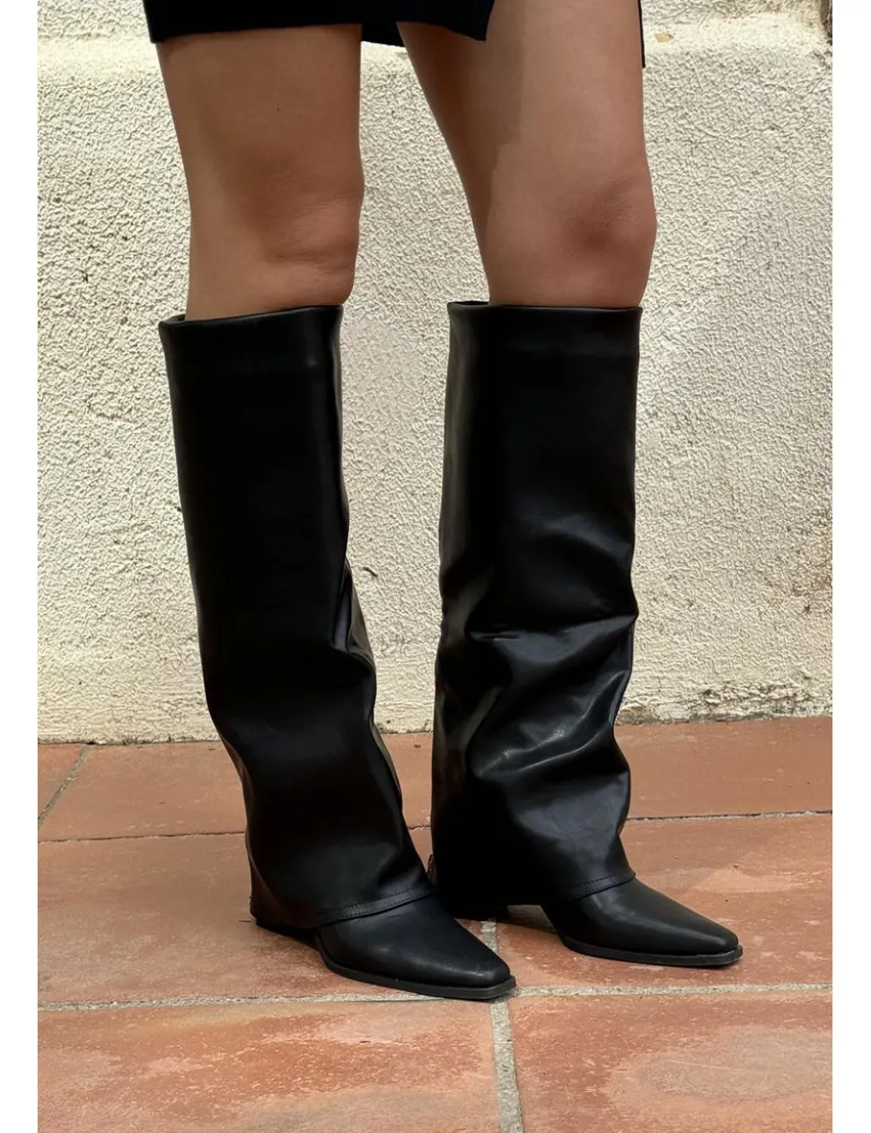 Botas polaina símil piel negras