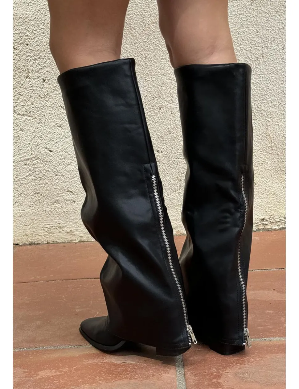 Botas polaina símil piel negras