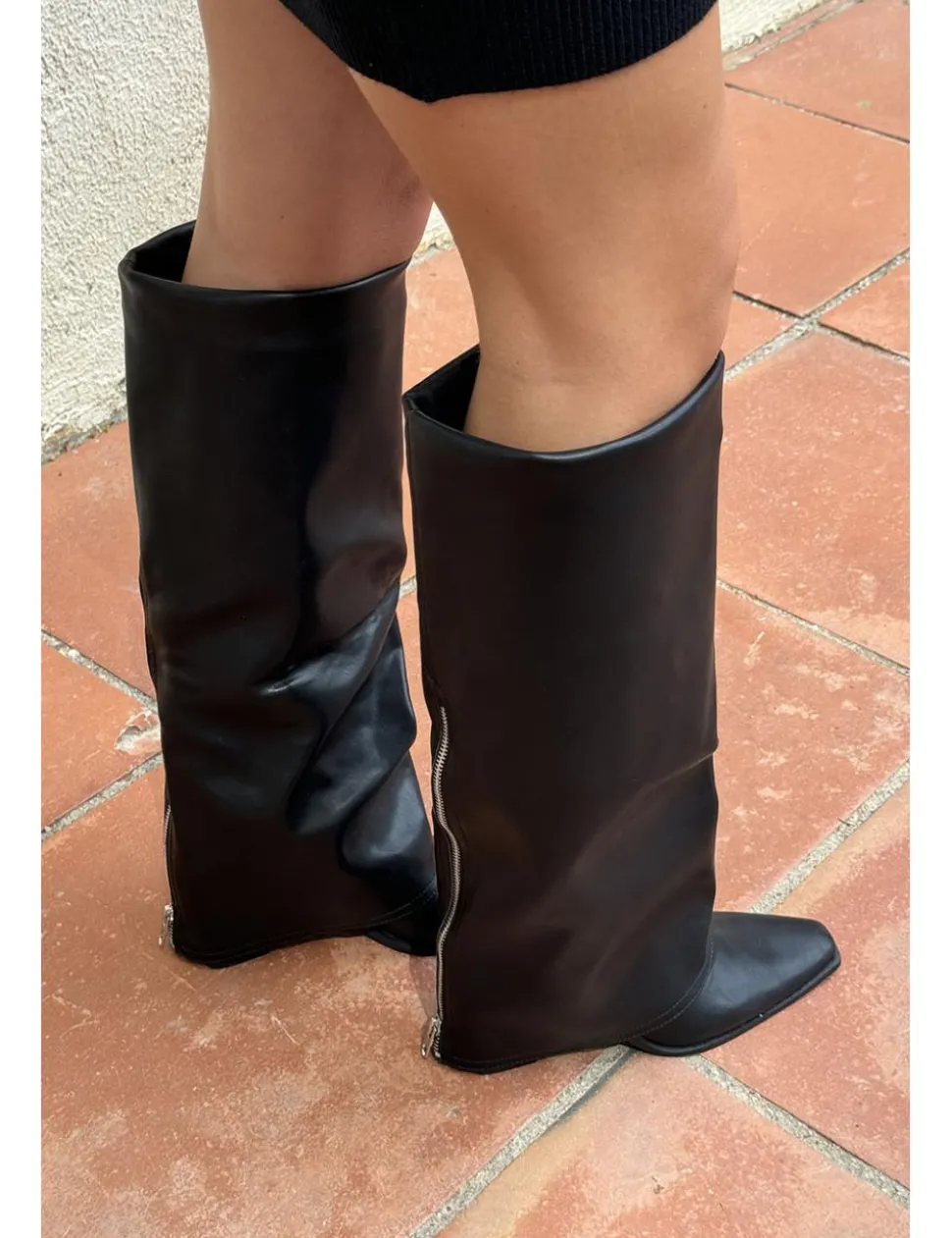 Botas polaina símil piel negras