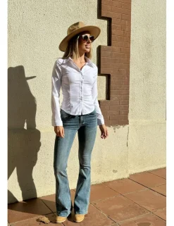 Camisa corta entallada blanca
