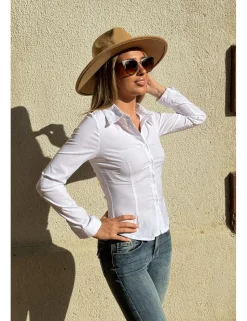 Camisa corta entallada blanca