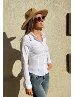 Camisa corta entallada blanca