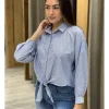 Camisa mil rayas con brillos azul-blanco