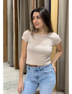 Camiseta jaspeada beige