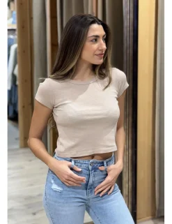 Camiseta jaspeada beige