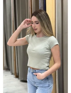 Camiseta jaspeada kaki