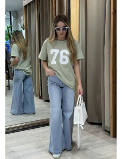 Camiseta long fit 76 kaki