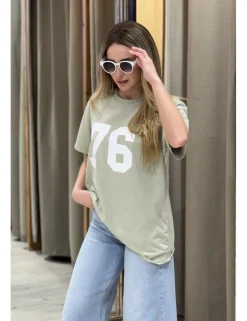Camiseta long fit 76 kaki