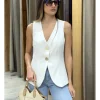 Chaleco de traje botones dorados blanco