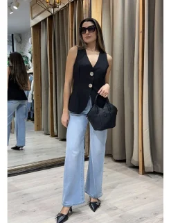 Chaleco de traje botones dorados negro