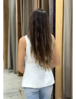 Chaleco de traje botones dorados blanco