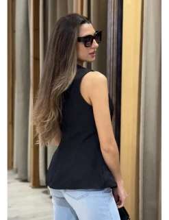 Chaleco de traje botones dorados negro