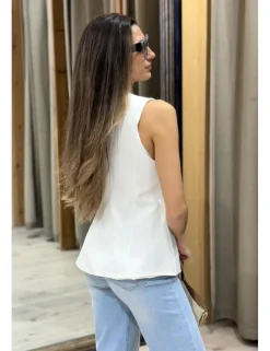 Chaleco de traje botones dorados blanco