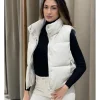 Chaleco efecto piel acolchado beige
