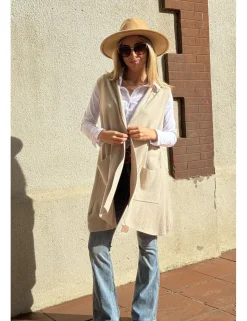 Chaleco punto tres cuartos beige