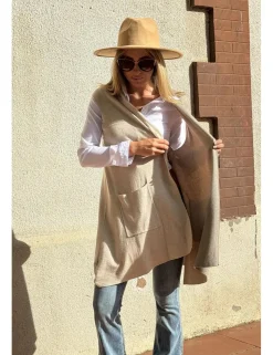Chaleco punto tres cuartos beige