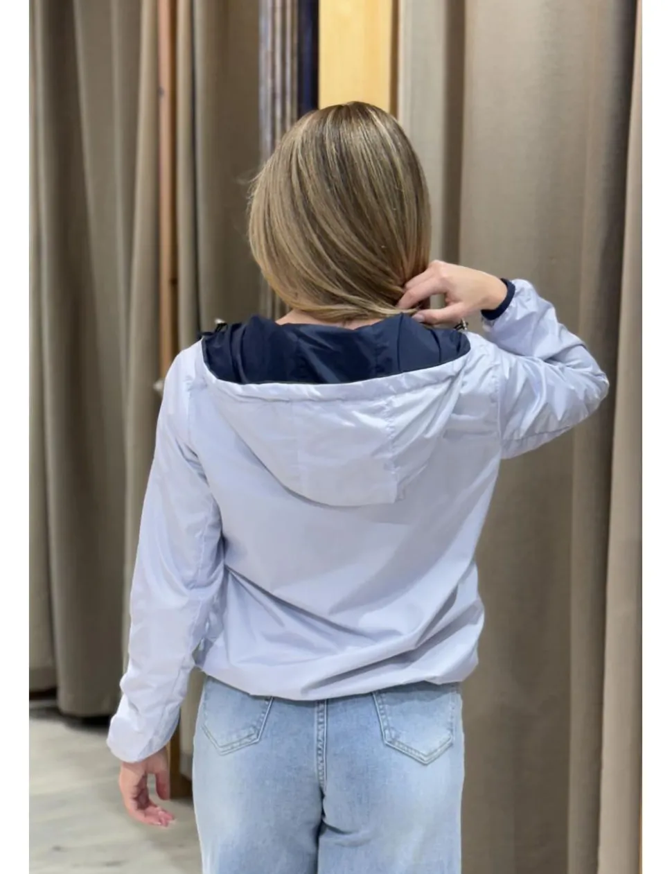 Chaqueta bomber reversible marino-celeste