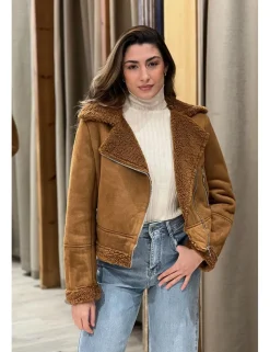 Chaqueta borrego corta cámel