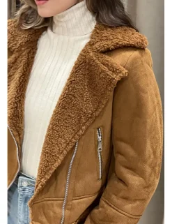 Chaqueta borrego corta cámel