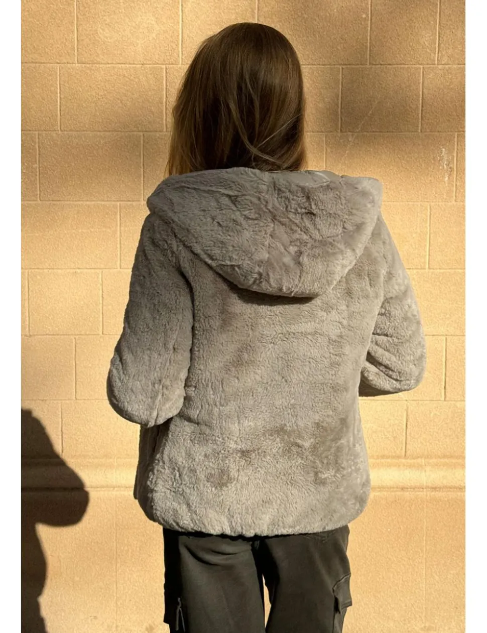 Chaqueta reversible con capucha beige
