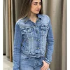 Chaqueta tejana brillos azul denim