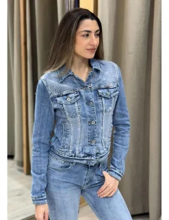 Chaqueta tejana brillos azul denim