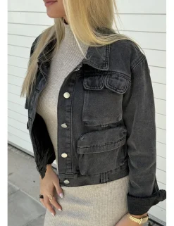 Chaqueta tejana cargo negra