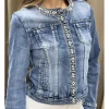 Chaqueta tejana perlas azul denim