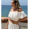 Crop top bardot blanco