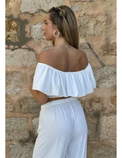 Crop top bardot blanco
