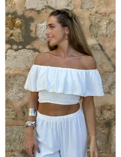 Crop top bardot blanco