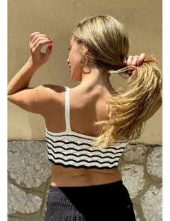 Crop top crochet crudo-negro