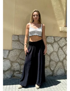 Crop top crochet crudo-negro