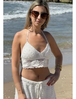 Crop top ganchillo blanco