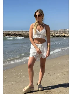 Crop top ganchillo blanco