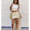 Falda con short debajo beige