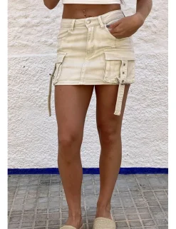 Falda con short debajo beige