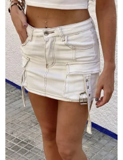 Falda con short debajo blanca