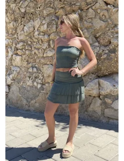 Falda corta bámbula kaki