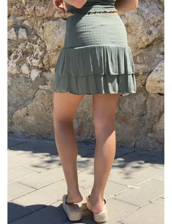 Falda corta bámbula kaki