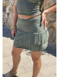 Falda corta bámbula kaki