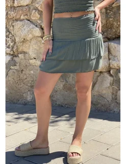 Falda corta bámbula kaki
