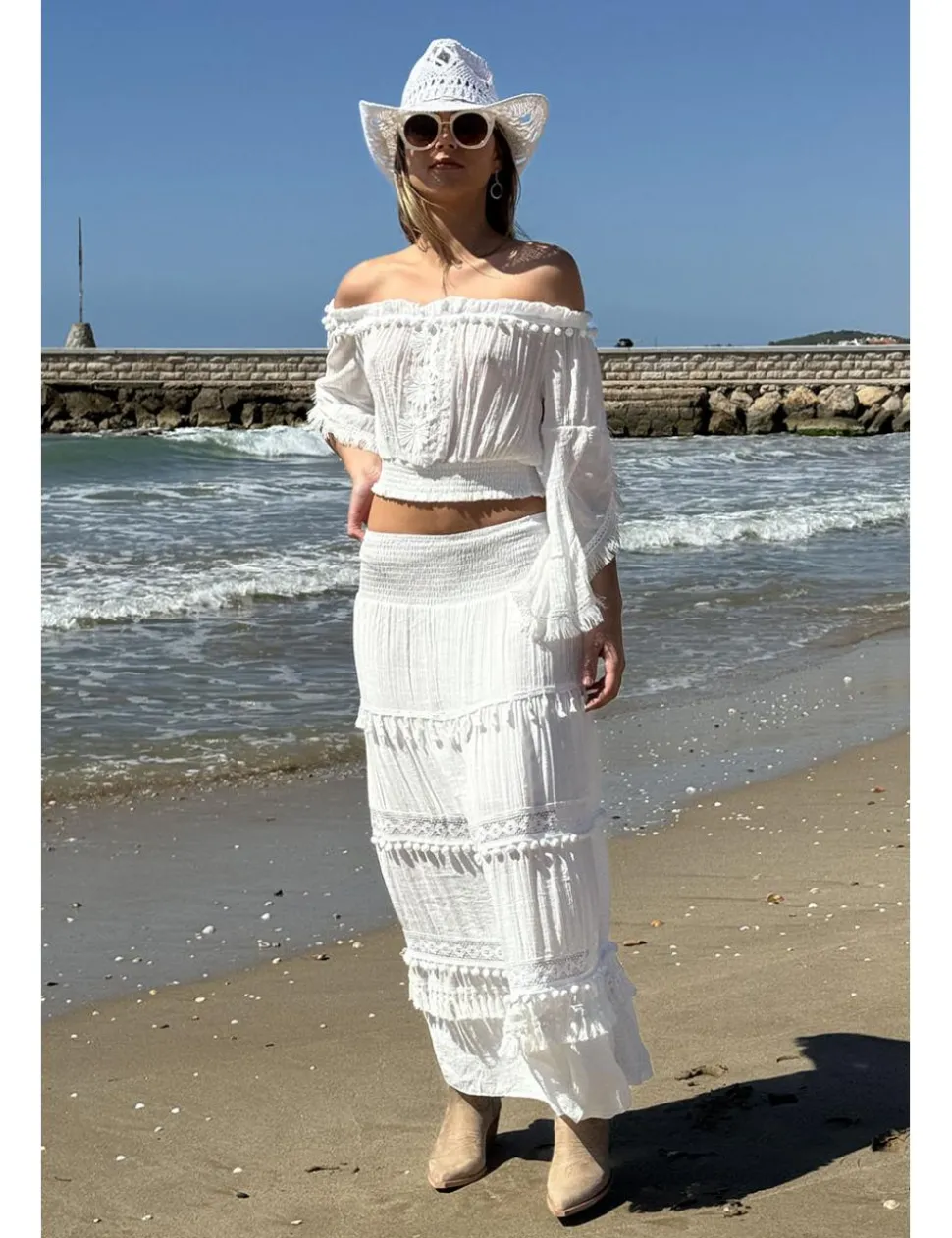 Falda ibicenca blanca