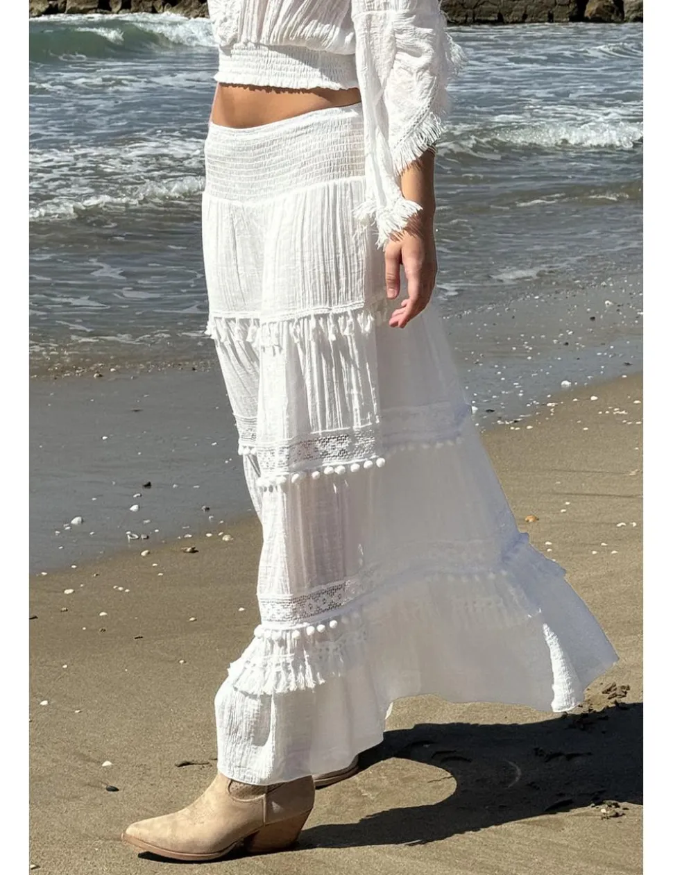 Falda ibicenca blanca