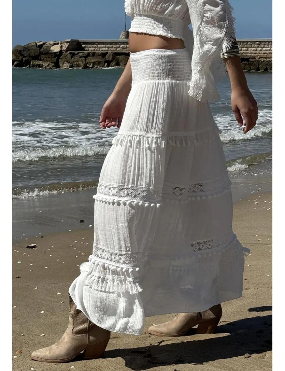 Falda ibicenca blanca